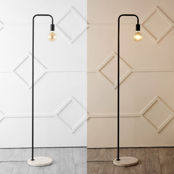 Vega 60" Minimalist Edison Metal/Marble Floor Lamp - JONATHAN Y
